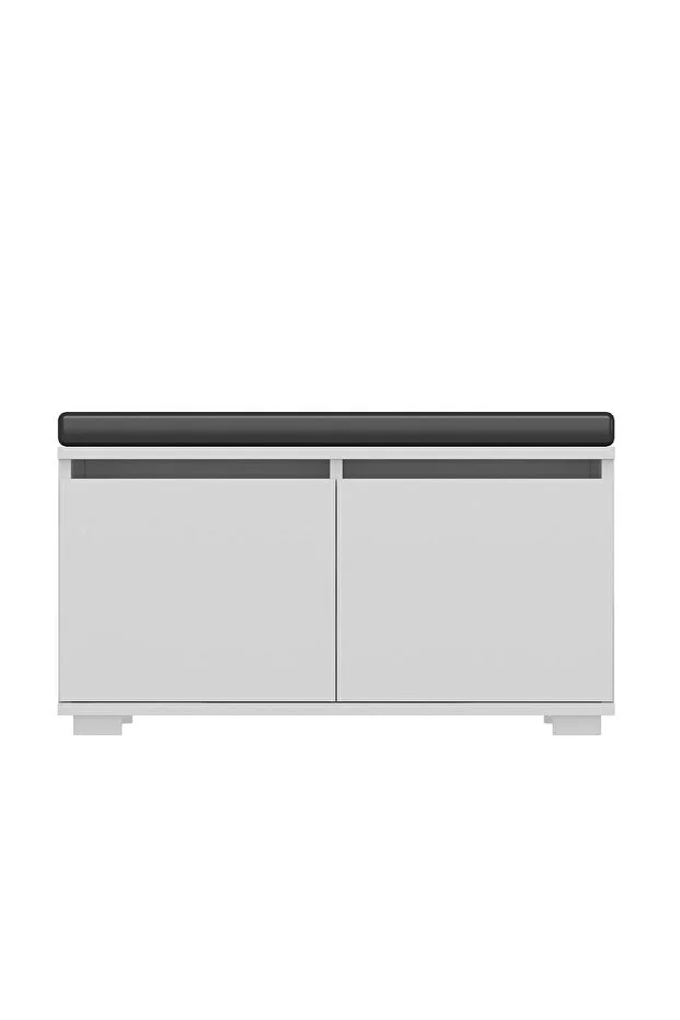 Drago Oturaklı Ayakkabılık ve Puf - Beyaz